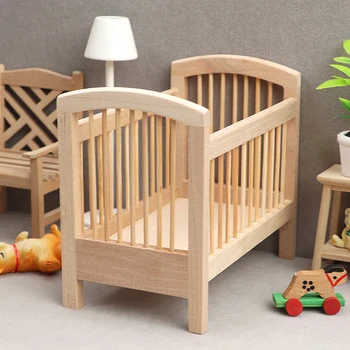 1:12 Casă De Păpuși În Miniatură Din Lemn Pat Copii Model De Simulare Papusa Dormitor Mobilier Casa Papusa Accesorii