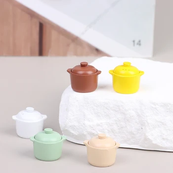 1:12 Păpuși Mini Oala de Supa cu Capac de Simulare Casa Papusa ustensile de Bucătărie Jucarii Model pentru Papusa Casa Decor