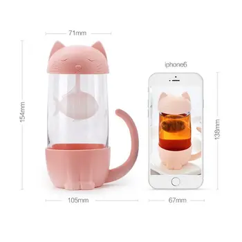 1 buc 3 Culori Pisica Drăguț Sticlă Ceașcă de Ceai Cana Cu Pește Infuser Filtru Filtru Birourile de Acasă Consumabile de zi cu Zi