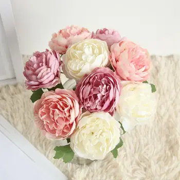 1 buc Artificiale flori de trandafir 7 culori ceai de flori de trandafir de plastic stem de flori de mătase frunze pentru acasă petrecere de nunta de decorare