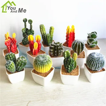 1 Buc Floare Bonsai Artificial Plante Suculente Simulare Desert Cactus Cu Plastic Alb Vaza De Anul Nou Acasă Decor Gradina