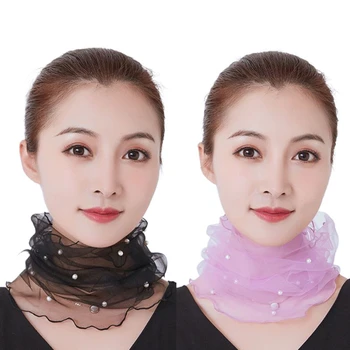 1 buc Transparent Guler Eșarfă Cu Fals Plasă Perla Colier Pentru Femei Elegante Fată Eșarfă Cercul de Toamnă Accesorii de Îmbrăcăminte