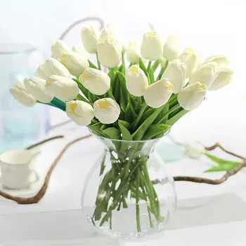 10 Bucăți De Lalele Flori Artificiale Pu Crăciun Buchet Desktop Acasă De Nunta De Decorare Gradina Perete Fals De Plante
