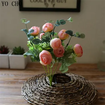 (10) Ceai de Trandafir Bud Mătase Artificială Flori decorative craciun Petrecere Acasă Decor Nunta flori de nunta en-gros Florale