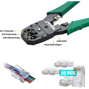 11 Bucată De Rețea Tester De Cablu De Rețea Clemă Combinație Kit De Cablu De Rețea Clește Network Tool Instrument De Reparații De Set