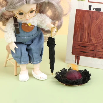 1BUC Doamna Fete Păpuși Dantelă Umbrelă Și Pălărie în Miniatură Cadou Regal casă de Păpuși Decor Papusa Dressup Jucarii Accesorii
