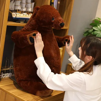 1M Simulare Ursul Brun Jucărie de Pluș ursuleț Mare de Pluș Gigant Domnule Șef Teddy Bear Papusa Perna Moale Perna Copii Cadou de Ziua de nastere