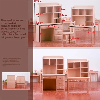 1Set 1:12 casă de Păpuși în Miniatură Birou Raft de Depozitare Sertar de Masă Cameră de Studiu modele de Mobilier Decor Jucărie
