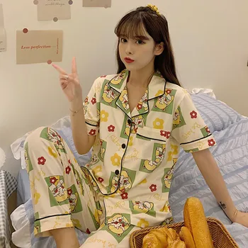 2 Bucăți Set De Pijama Pentru Femei De Vara Cu Maneci Scurte Haine De Acasă Japonia Anime Pijama Kawaii Marinar Fete Print Camasa De Noapte, Pijamale