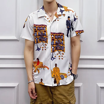 2020 Noua Moda Digital Print Mens Casual Flori Camasi Slim Fit Om Bluza Barbati Haine 4XL de Înaltă Calitate pentru Bărbați Tricou Maneca Scurta