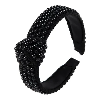 2021 moda trendy cu boruri largi de lux pearl accesorii de Par hairband femei alb-negru bow culoare pură benzi