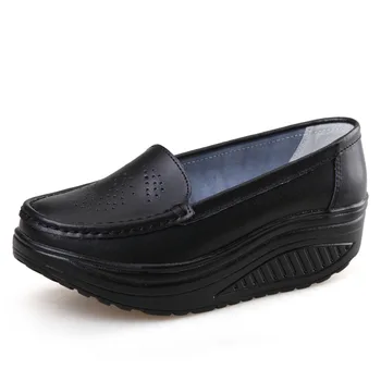 2021 Noi de Vara Femei Sandale Platforma Pene Albe Gol Afară Confortabil Respirabil Leagăn Peep Toe Pantofi Casual Adidasi PW085