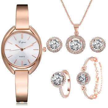 2022 Femei Cuarț Ceas Brățară Colier Inel Cercei Ceas Seturi de sex Feminin de Bijuterii de Moda Ceas de Lux Lady ' Cadou ceas+bijuterii