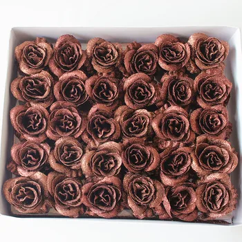 30Pc Genial Sclipici Pulbere Rose Cap de Simulare a Crescut de Flori de Nunta Ziua Îndrăgostiților Deține Buchet de Fals Material Cap de Floare