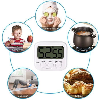 3X Digital Timer Bucătărie, Ecran Mare Font Mare Ecran, Spate Magnetice de Gătit Timer, Alarma Tare