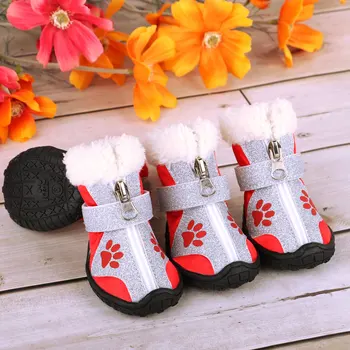 4buc Câine de Companie Pantofi Impermeabil Reflectorizant Câine Cizme în aer liber, Zăpadă, Ploaie Pantofi Anti-alunecare Șosete Încălțăminte Pentru Medii Mari de Câini Husky