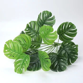 50cm 18Heads Mare de Plante Artificiale din Plastic Testoasa Frunze Fals Monstera Ramură Tropicale, Plante Verzi pentru Bonsai de Interior