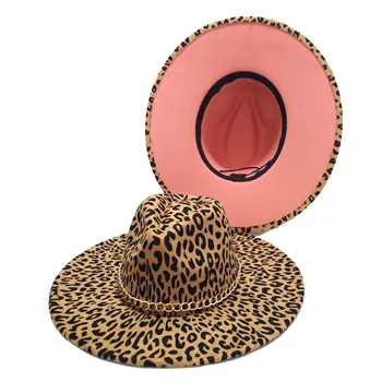 9.5 CM Refuz Leopard Fedoras Palaria Pentru Femei Unisex Picătură de Apă de Sus Bărbați Femei Toamna Iarna Pălărie de Fetru Jazz Capac Biserica Pălărie en-Gros