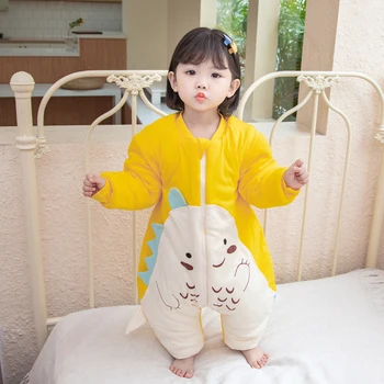 Baby Sac de Dormit de Vara Bumbac Gros de Desene animate Pijamale pentru Copii cu Maneci Lungi Vladan Copilul de Primăvară Split Picior Sleepsack Salopeta