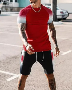 Barbati Trening Tricou 2 Seturi de Piese de Jogging Streetwear Maneci Scurte Costum de Sport 2023 3D de Imprimare de Moda Supradimensionate, Haine de sex Masculin