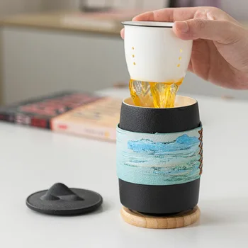Bea ceai Ceașcă Ceramică Birou Cana de Ceai de Separare a Apei Ceașcă de Ceai cu Capac Cana Filtru