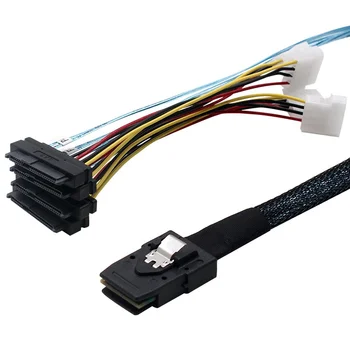 Cablu Mini SAS SFF -8087 la 4 SFF -8482+ mare de 4 PINI putere sas hard disk, cablu de date SFF-8087 Găzdui până La 4 SAS 29Pin SFF8482 cablu