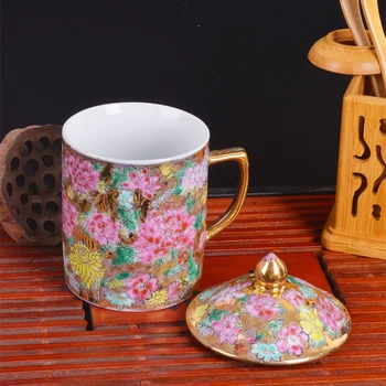 Ceramica Revoluția Culturală Fabrica De Porțelan Bunuri De Colectare Antic Portelan Flori De Aur Ceașcă De Ceai Manual Cupa
