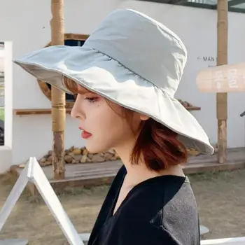 COKK Palarie de Soare pentru Femei Pălării de Vară Pentru Femei Pescar Pălărie, Capac Fata Protectie solara Mare Refuz de Moda coreeană Pliabil Windproof Coarda