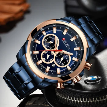 CURREN Top Brand de Lux Ceasuri Barbati Ceas Sport Casual Cuarț Ceas de mână cu Oțel Inoxidabil Cronograf Ceas Reloj Hombres