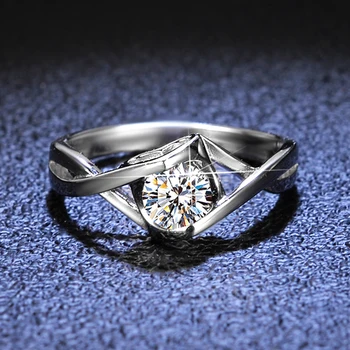 De lux PT950 Inel de Platină Inima Dubla Clip Diamant de 1 Carat Moissanite Inel de Mireasa, Bijuterii de Nunta Cadou de Accesorii pentru Femei