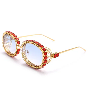 De lux Vintage Oval Diamant ochelari de Soare Barbati de Cristal Ovale de Protecție a Ochilor Punk Ochelari Femei Ochelari de Gafas de sol UV400