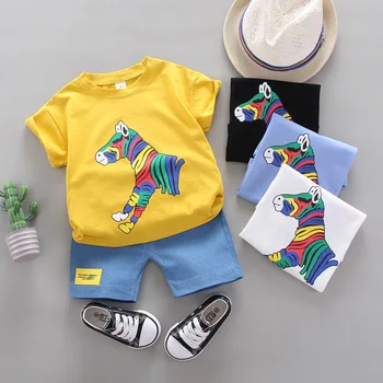 De Vară 2020 Băieți Copii Haine Fete Seturi Copilul Sugar Maneci Scurte Rainbow Zebra print T Shirt pantaloni Scurți pentru Copii Îmbrăcăminte pentru Copii