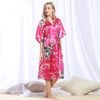 De înaltă Calitate de Brand Mireasa Nunta de domnisoare de Onoare Halat din Satin de Mătase, Halat de baie cămașă de noapte pentru Femei, Kimono Plus Dimensiune Sleepwear S-3XL