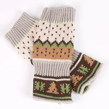 Degete Mănuși Pentru Femei, Mănuși de Degete de Crăciun Femei Tricot Brațul mai Cald Mănuși de Degete de Iarnă Degetul mare Gaura Mănuși Mitt
