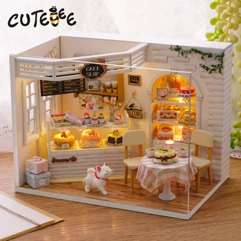 DIY Casă de Păpuși din Lemn, Case de papusi in Miniatura, Mobilier casă de păpuși Kit de Jucării pentru copii de Craciun GiftH14