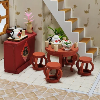 DIY Păpuși Creativ Stil Chinezesc Casa din Lemn asamblate manual Street View Teatru Ornamente DIY Alimente și să se Joace Jucarii Model