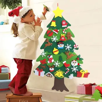 DIY Simțit Pomul de Crăciun Detasabila Perete Simțit Pomul de Crăciun Decor Ușa de Perete Agățat Decoratiuni de Craciun Cu Ornamente Pentru