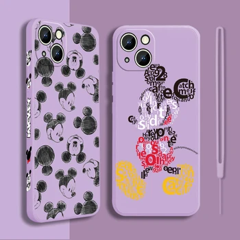 Drăguț Mickey Desene animate Artă Telefon Caz Pentru Apple iPhone 14 13 12 Mini 11 Pro XS MAX XR X 8 7 6S Plus SE Lichid Stânga Coarda Shell Funda
