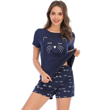 Drăguț Scurtă de Imprimare Set de Pijama pentru Femei Pijama Set Minunat cu Maneci Scurte T Shirt & pantaloni Scurți de Vară Pijama JKUIF1