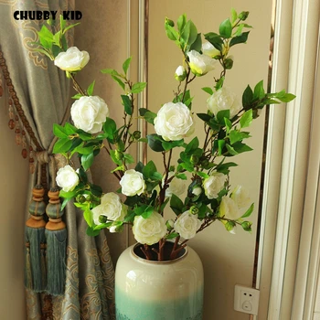 En-gros! Hi-Q 117cm tulpina lunga multi-capete artificiale flori Camellia fals Camelia decorative nunta de ceai de mătase de flori 12buc/lot