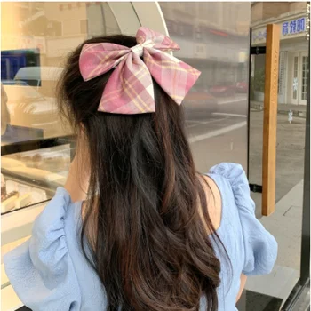 Femei fete Stil coreean Carouri Mare Bowknot Agrafe de Par Frizură Agrafe de par Elastice de păr banda de păr agrafe de par accesorii pentru fete