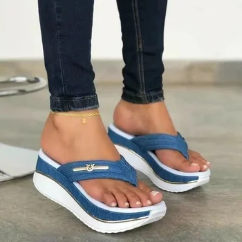 Femei Papuci 2022 Moda de Vara Femei Flip Flops în aer liber, Casual, Sandale cu Platforma Doamnelor Plus Dimensiune Pene de Papuci de Plajă