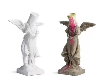 Fier Găleată Vopsea Înger de Mână-a făcut Gri Trendy Papusa Ornament Sculptura