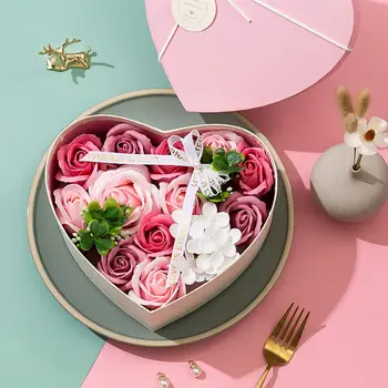 Flori Săpun de Baie de Spumă de Săpun în Formă de Inimă Cutie de Săpun Decor Nunta Cadouri Decor Pentru Petrecerea de Nunta Cadouri de Ziua Îndrăgostiților 1 cutie