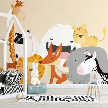 Foto personalizat Tapet Nordic Moderne 3D de Desene animate de Animale pentru Copii Cameră de Fundal de Hârtie de Perete Murală Papel De Parede de Decor Acasă