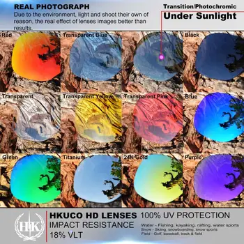 HKUCO Pentru Rapid Jacheta ochelari de Soare Polarizat Lentile de Înlocuire 2 Perechi Rosu si Argintiu