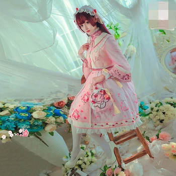 Jocul Miracol Nikki Antic Chinez Costum de Super-Superba Rochie roz Albastru Costum Cosplay transport Gratuit
