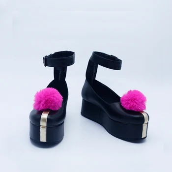Lolita a Crescut Pompron Mary Janes pană Pompe de Curea Glezna cu cataramă Pantofi de 4 cm Tocuri Indesata Cosplay Printesa Rochie de Pantofi de Femeie