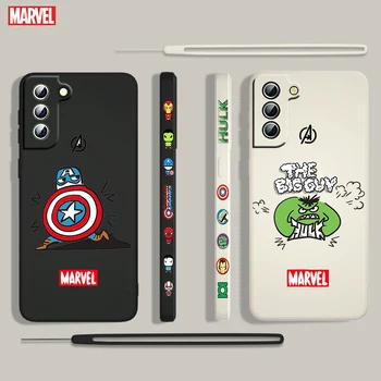 Marvel Drăguț Captain America Pentru Samsung Galaxy S22 S21 S20 S10 Nota 20 10 Ultra Plus Pro FE Lite 5G Lichid Stânga Coarda Caz de Telefon