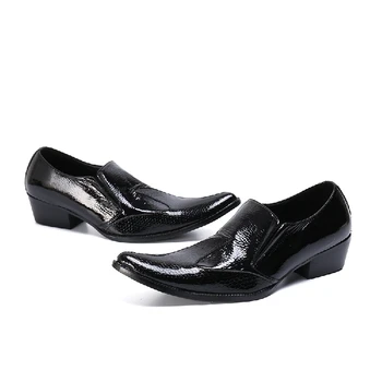Mens pantofi rochie negru manual de pantofi metalic piele de crocodil piele pantofi cu țepi mocasini barbati bal elegant pantofi de nunta